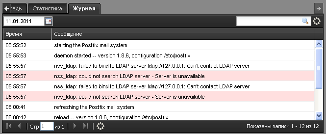Журнал почтового сервера